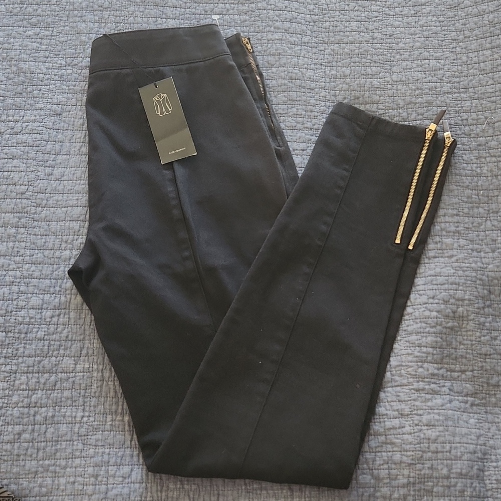 ✨️NWT Piazza Simpone Black Skinny Denim Jeans Zipper Ankle Detail  Sz 46/ US 10
